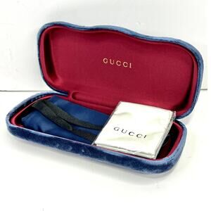 Gucci Blue Velvet Glasses Clamshell Hard Case Cloth, & Dust Bag (No Glasses)*